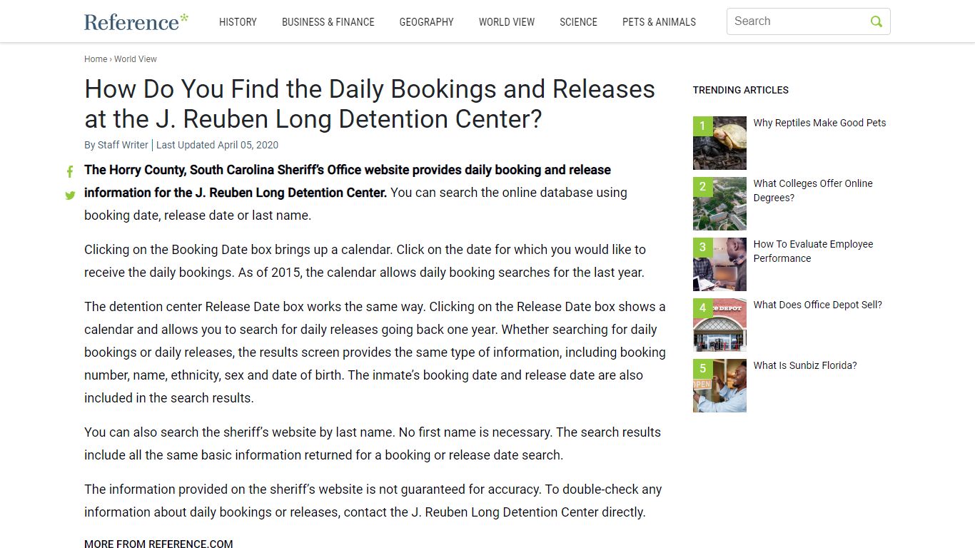 How Do You Find the Daily Bookings and Releases at the J. Reuben Long ...